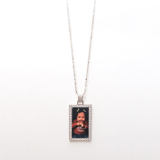 Silver Dawg Tag with Diamonds