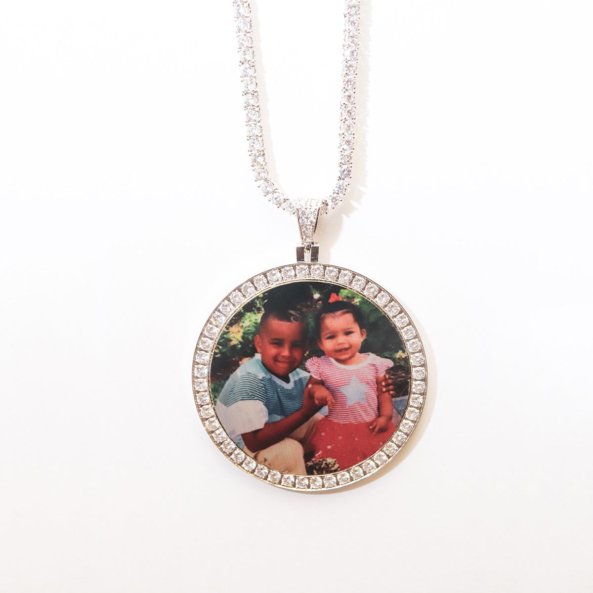 Silver Large Halo with Diamonds