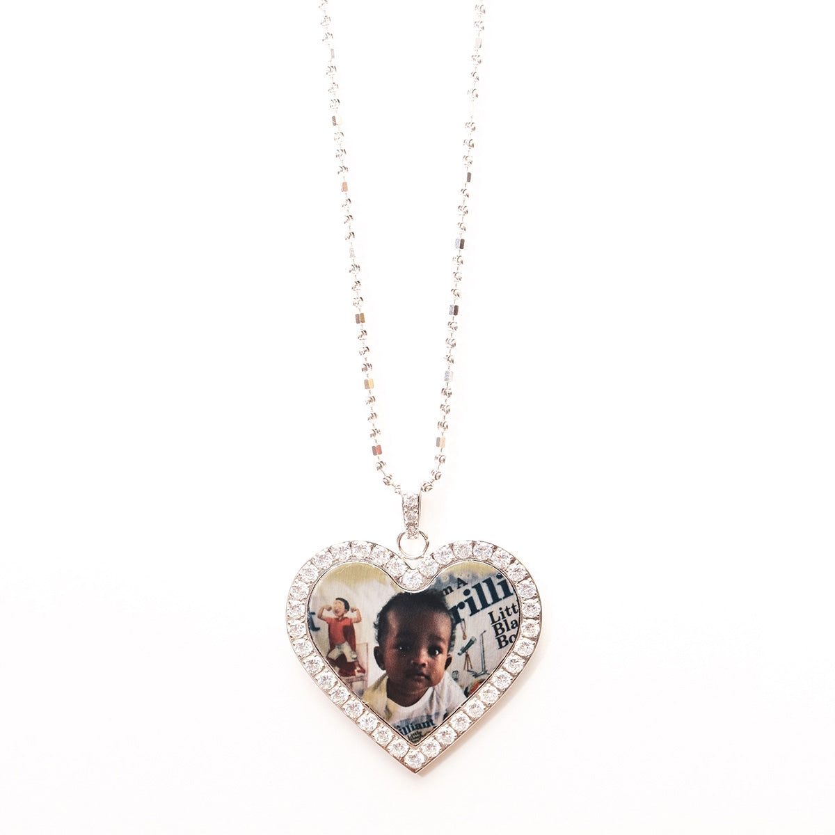 Silver Heart With Diamonds