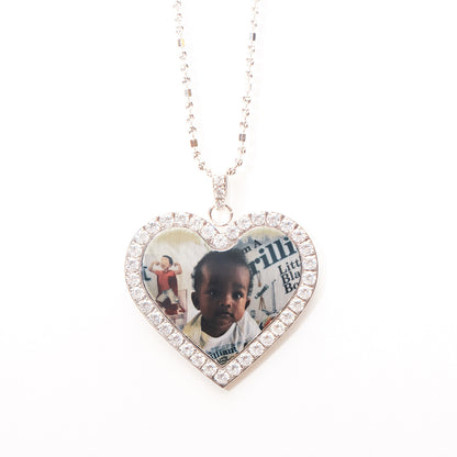 Silver Heart With Diamonds