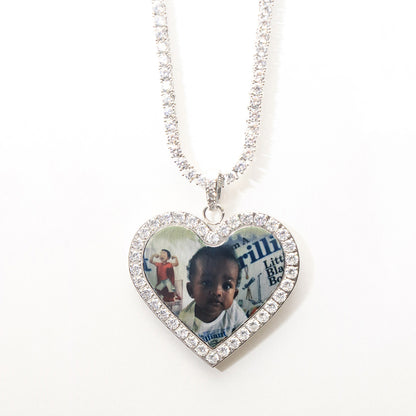 Silver Heart With Diamonds