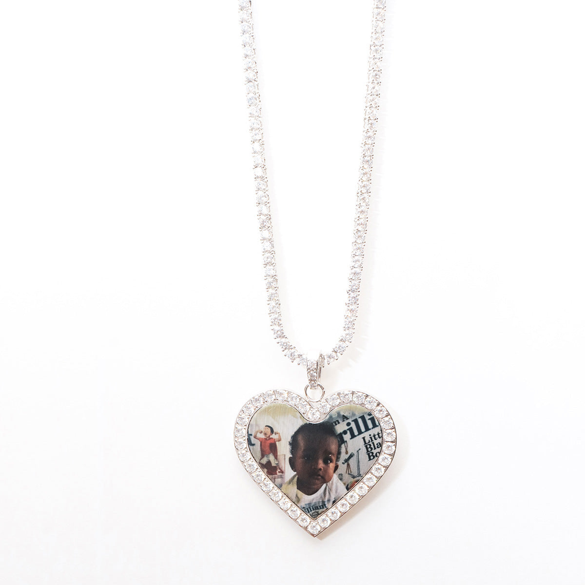 Silver Heart With Diamonds