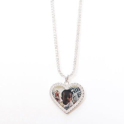 Silver Heart With Diamonds