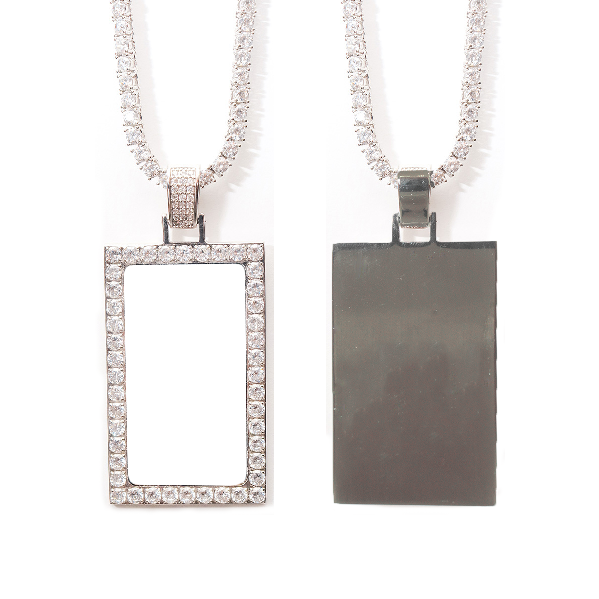 Silver Dawg Tag with Diamonds