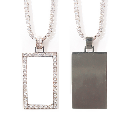 Silver Dawg Tag with Diamonds