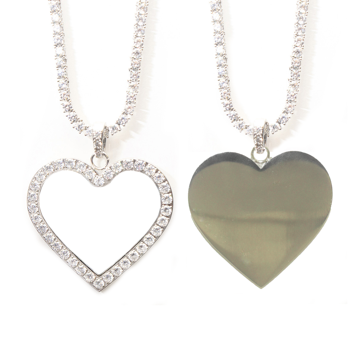 Silver Heart With Diamonds