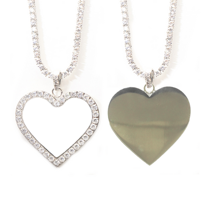 Silver Heart With Diamonds