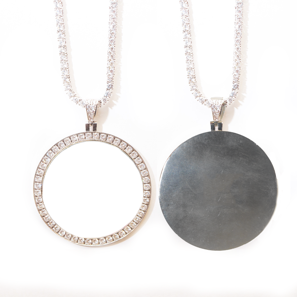 Silver Large Halo with Diamonds